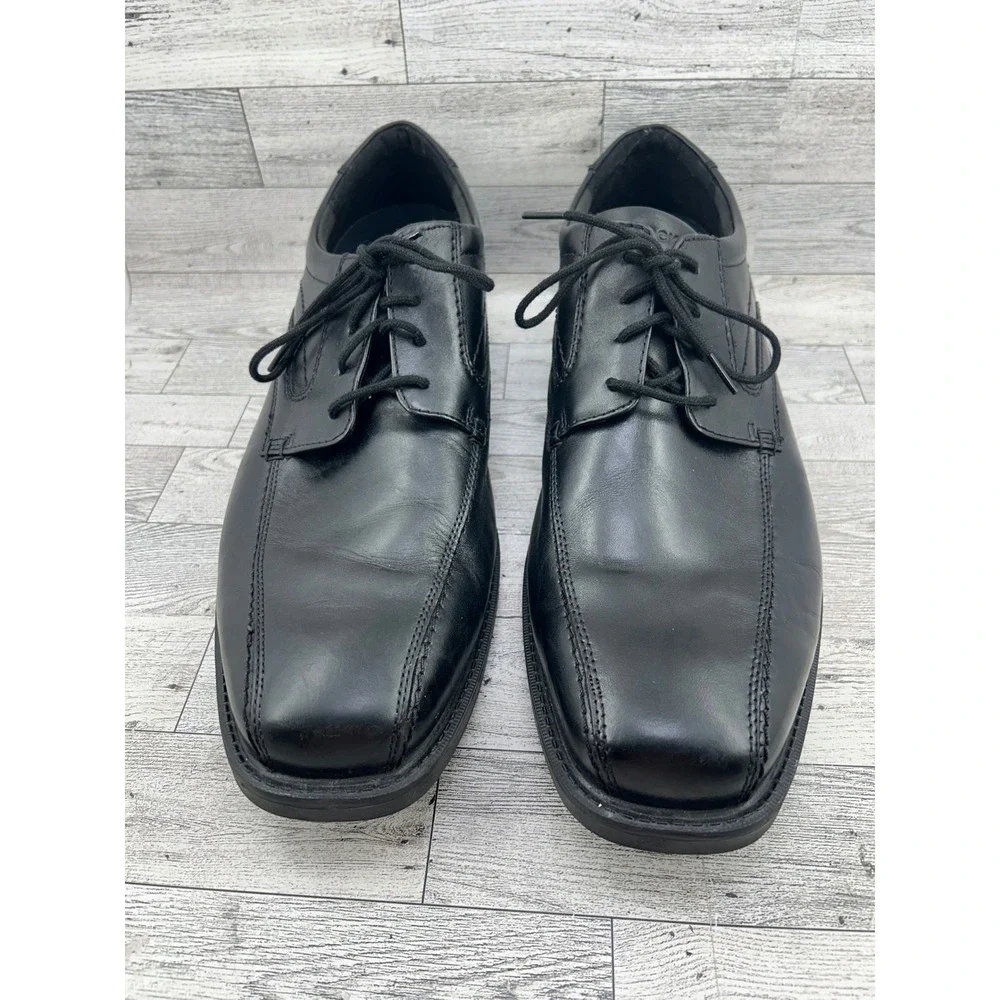 Rockport Mens Black Leather Square‎ Toe Lace Up Dress Shoes Size 15W